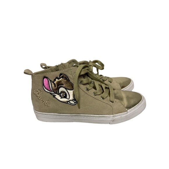 Gap X Disney Bambi Sneakers Gold Side Zip Tie High Shoes Canvas Size 5 - Picture 2 of 9